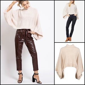 Bishop + Young Cream Mock Neck Pullover Sweater